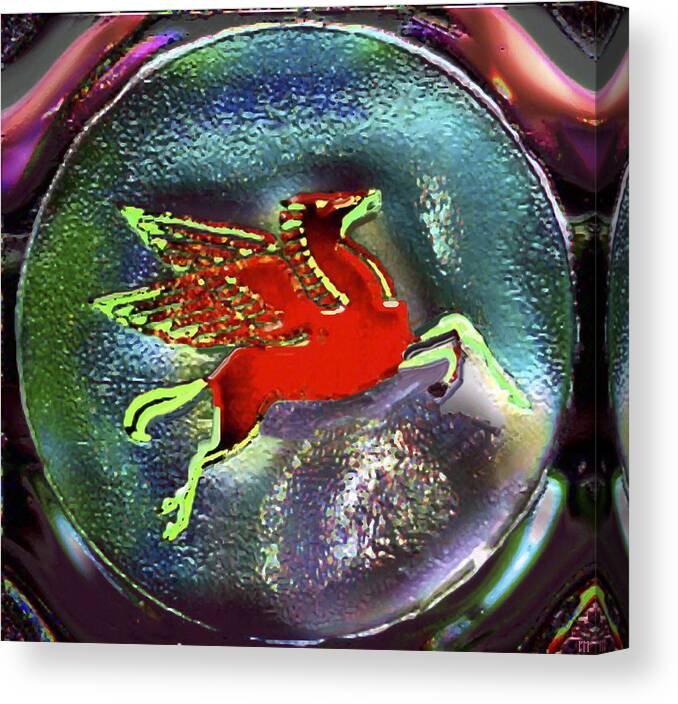 Pegasus Red Glassey Canvas Print featuring the digital art Flying Peg by Phillip Mossbarger