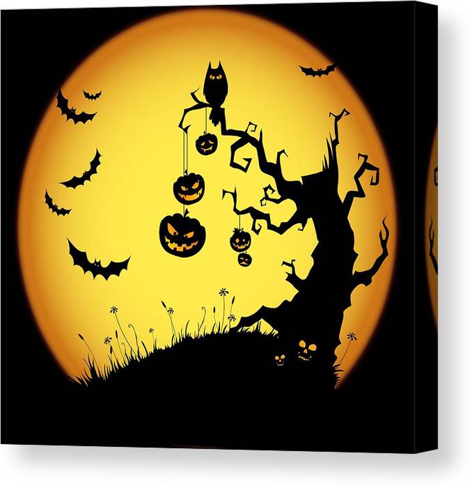 Halloween Canvas Print featuring the photograph Halloween Haunted Tree by Gianfranco Weiss
