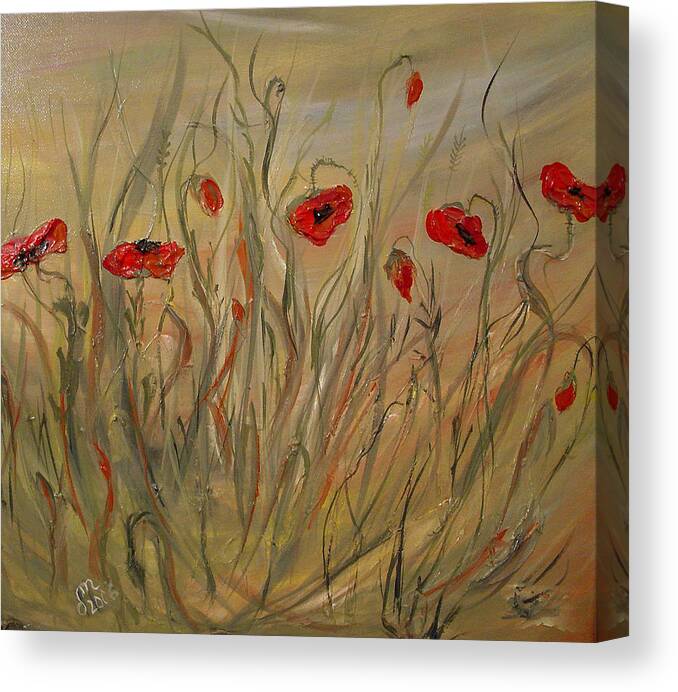 Flower Cards Canvas Print featuring the painting Happy Poppies by Dorothy Maier