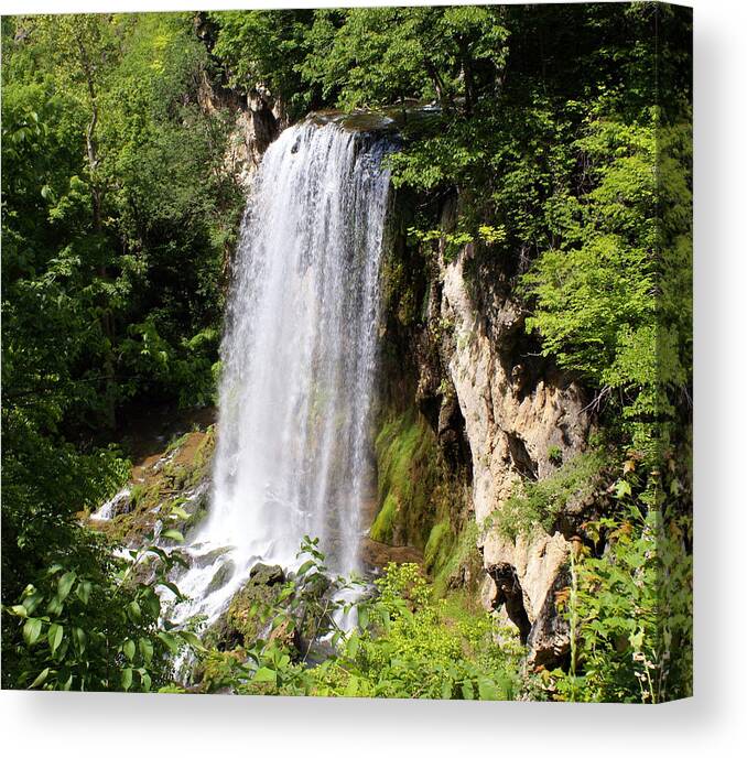 Waterfall Mountain Rocks Nature Canvas Print featuring the photograph Hot Springs by Gail Butler