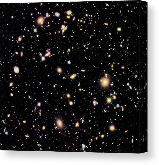 Hubble Ultra Deep Field 2012 Canvas Print featuring the photograph Hubble Ultra Deep Field 2012 by Nasa/esa/stsci/r. Ellis (caltech), And The Udf 2012 Team/science Photo Library