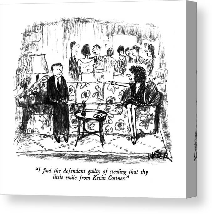 Introductions Canvas Print featuring the drawing I Find The Defendant Guilty Of Stealing That Shy by Robert Weber