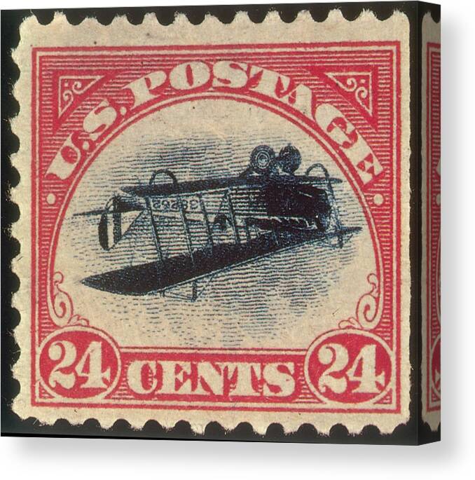 Philately Canvas Print featuring the photograph Inverted Jenny, U.s. Postage Stamp, 1918 by Science Source