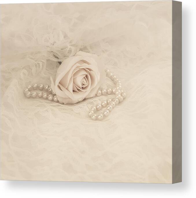 Pearl Canvas Print featuring the photograph Lace and Promises by Kim Hojnacki