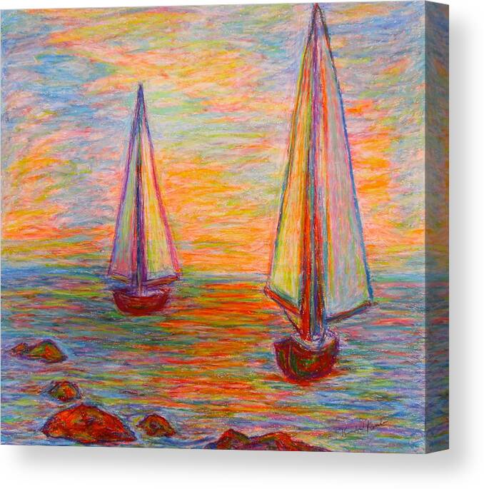 Boats Canvas Print featuring the painting Nearing The Shoals by Kendall Kessler