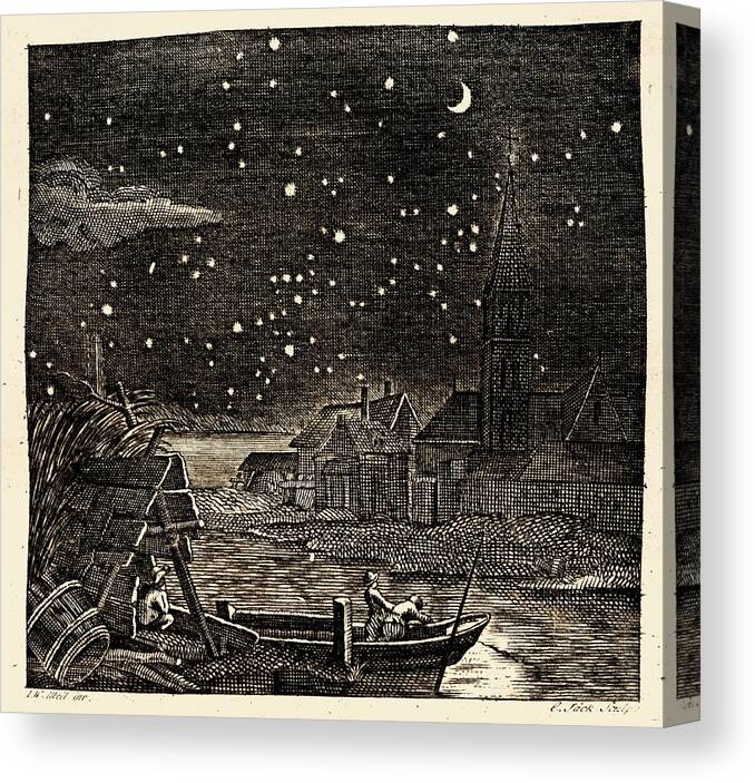 People Canvas Print featuring the photograph Night Sky Over Village by Detlev Van Ravenswaay