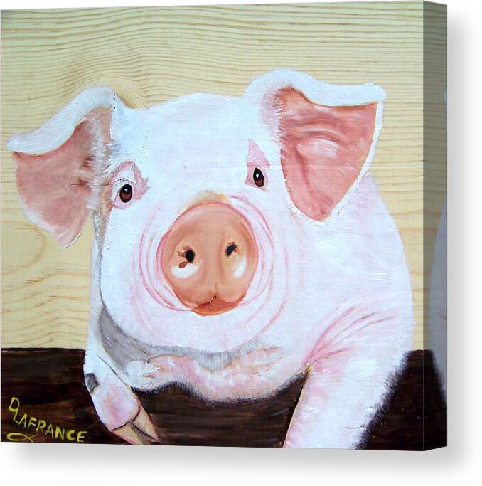 Pig Canvas Print featuring the painting Oink by Debbie LaFrance