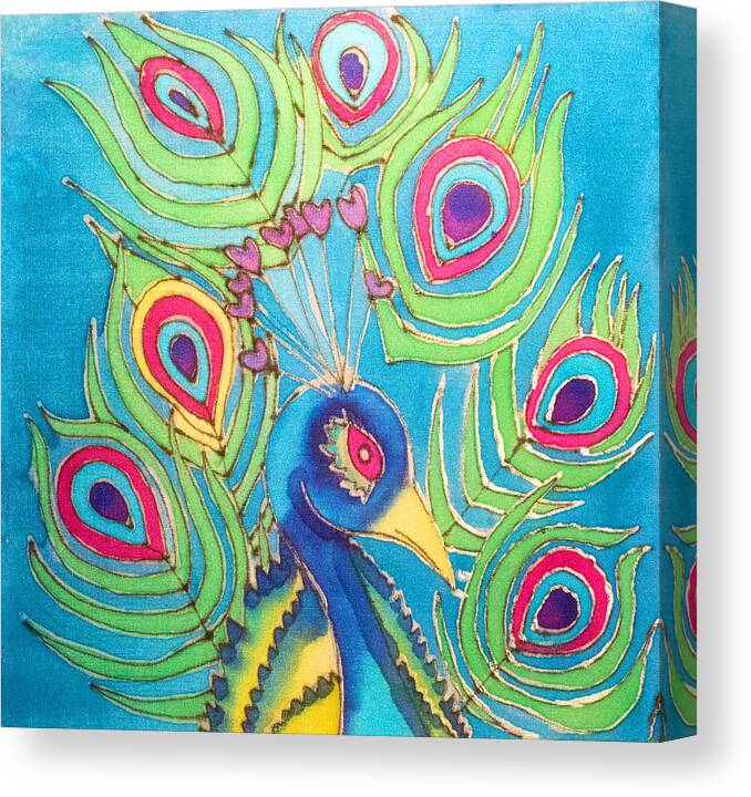 Peacock Canvas Print featuring the painting Peacock Hues by Kelly Smith