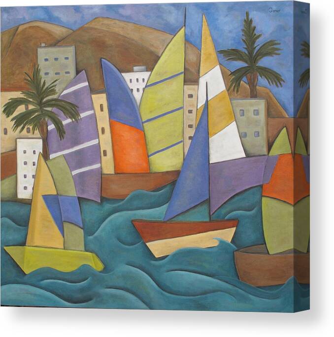 Landscape Canvas Print featuring the painting Puerto Nuevo by Trish Toro