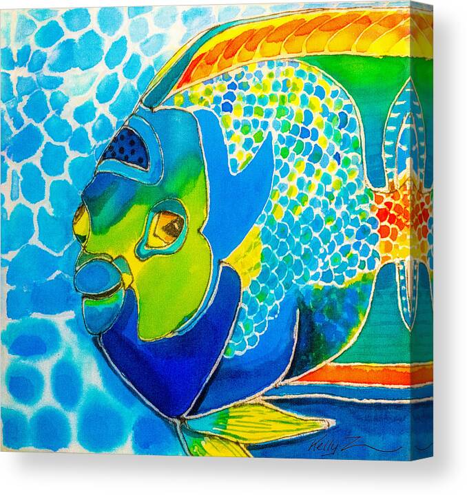 Fish Canvas Print featuring the painting Queen Angel Color by Kelly Smith