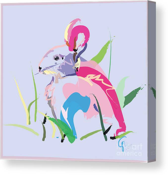 Pet Canvas Print featuring the painting Rabbit - Bunny In Color by Go Van Kampen