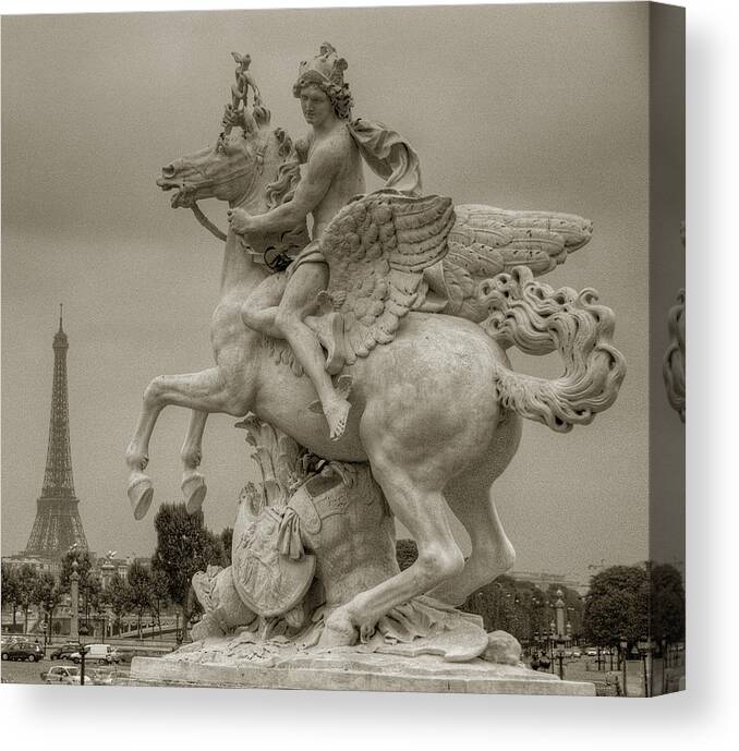 Paris Canvas Print featuring the photograph Riding Pegasis by Michael Kirk