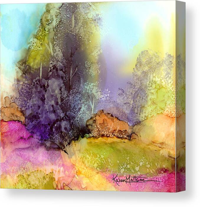 Nature Canvas Print featuring the painting The Purple Tree by Karen Mattson