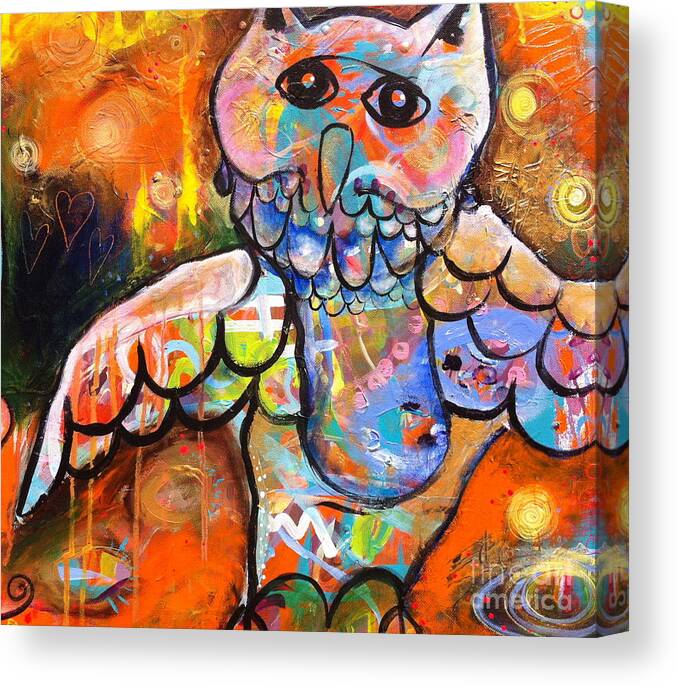 Owl Canvas Print featuring the painting The Wisdom of An Owl by Kim Heil