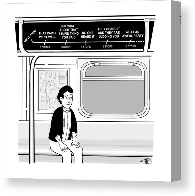 Metro Canvas Print featuring the drawing New Yorker December 12th, 2016 by Ellis Rosen