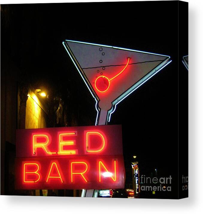Las Vegas Canvas Print featuring the photograph Vintage Red Barn Neon Sign Las Vegas by John Malone