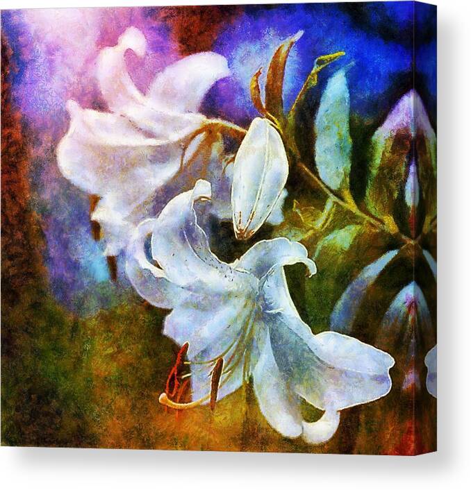 Lily Canvas Print featuring the painting White Lily - colorful edition by Lilia D