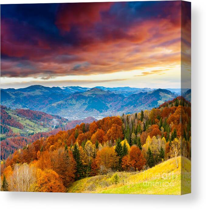 Majestic Canvas Print featuring the photograph Winter Mountains Landscape by Boon Mee