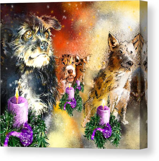 Advent Art Canvas Print featuring the painting Wishing You a Blessed Advent by Miki De Goodaboom