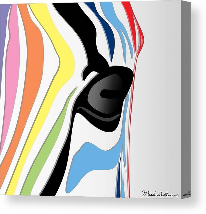 Zebra Canvas Print featuring the digital art Zebra 1 by Mark Ashkenazi