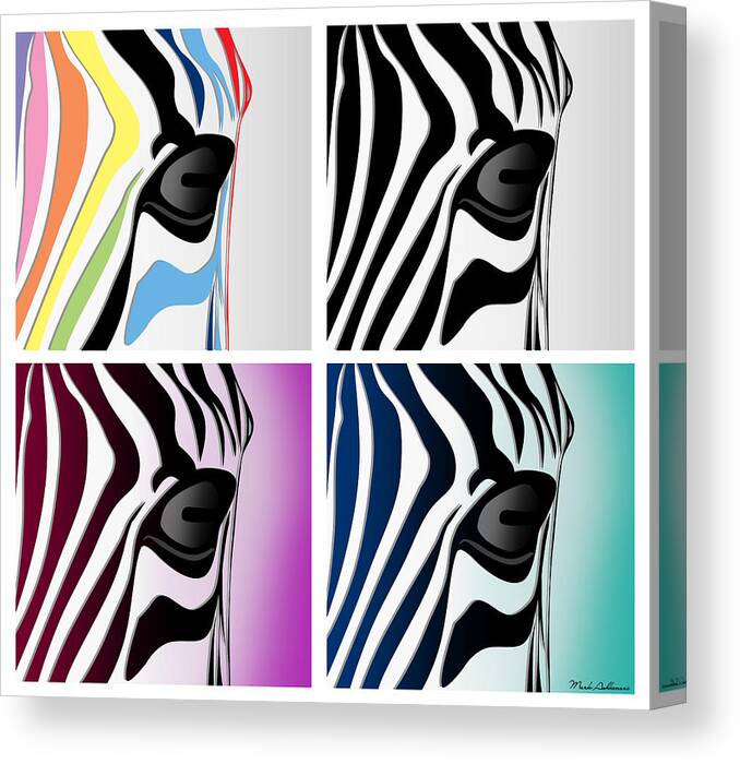 Zebra Canvas Print featuring the digital art Zebra Collage  by Mark Ashkenazi