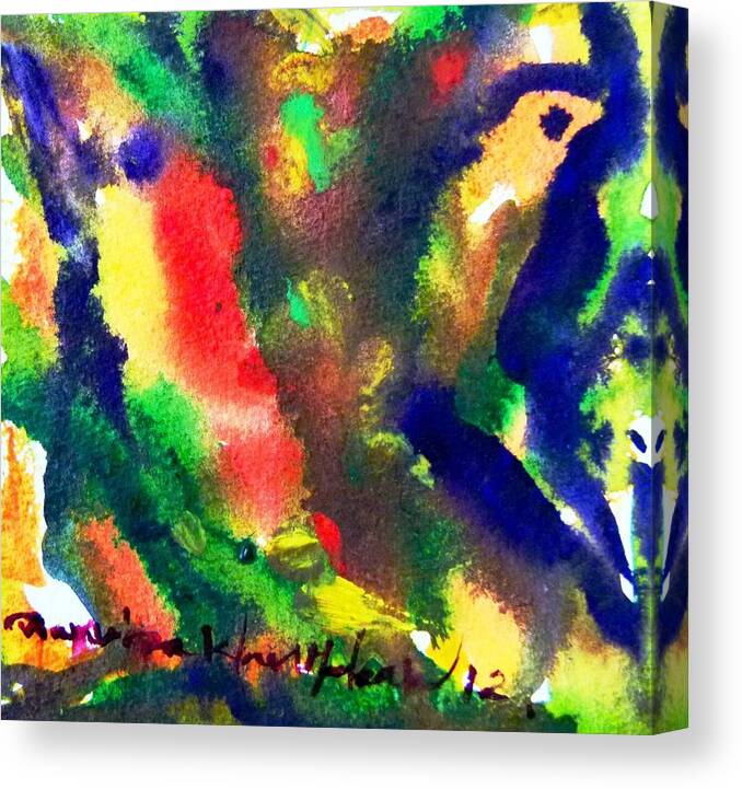 Abstract Canvas Print featuring the painting Birds by Wanvisa Klawklean