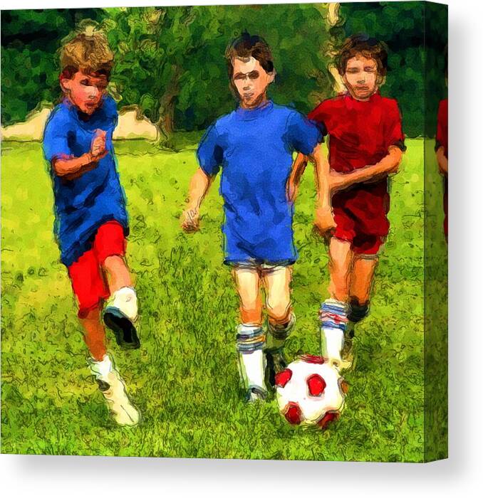 Sports Canvas Print featuring the painting Breakaway Goal by Dennis Lundell