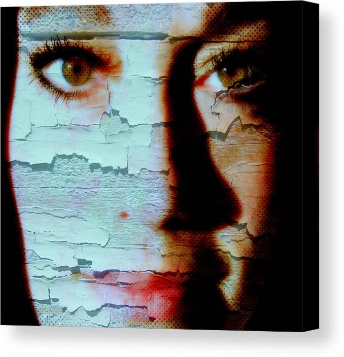 Portrait Canvas Print featuring the digital art Crackled View by Teri Schuster