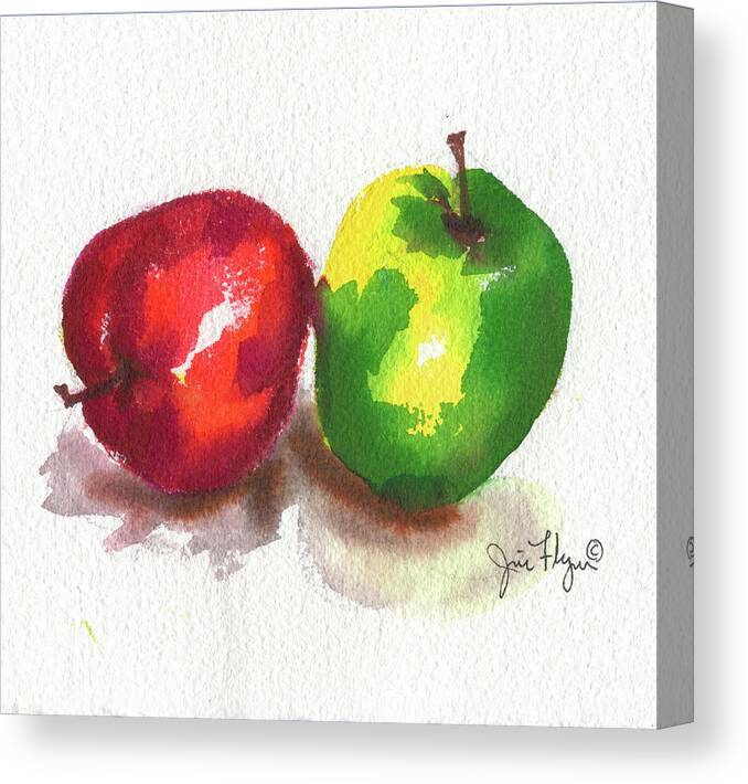 Apples Canvas Print featuring the painting Red Green Apples by James Flynn