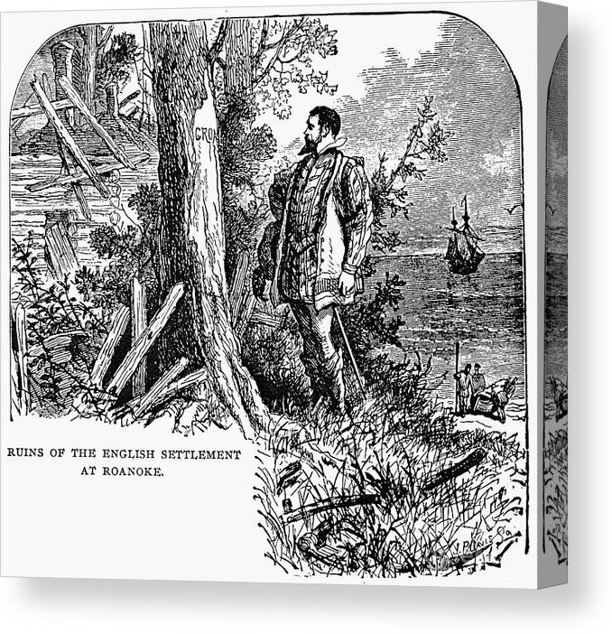 1590 Canvas Print featuring the photograph Roanoke: John White, 1590 by Granger