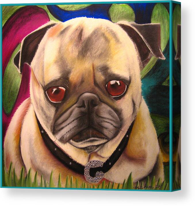 Painting Of A Dog Canvas Print featuring the painting Smug Pug by Michelle Hayden-Marsan