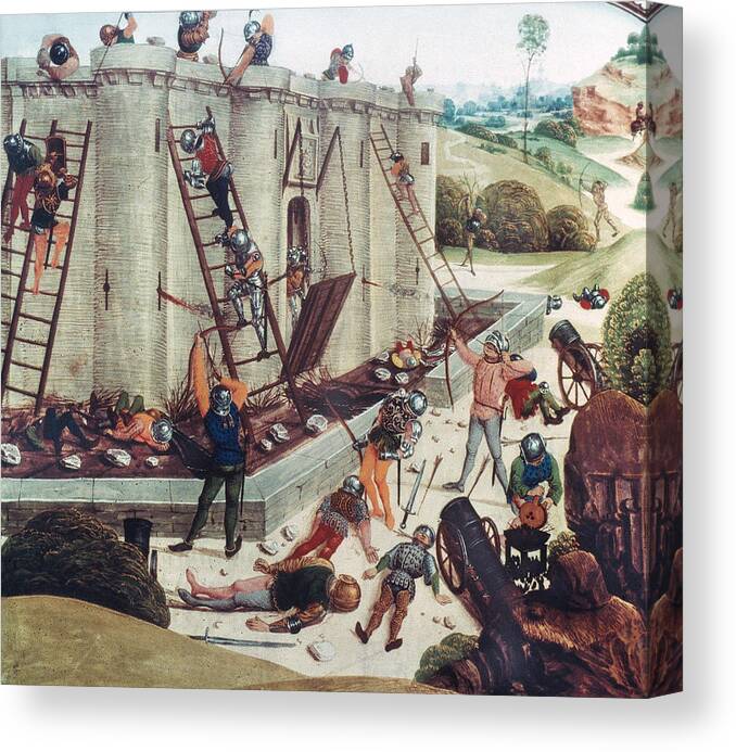 15th Century Canvas Print featuring the photograph Storming Of Castle by Granger