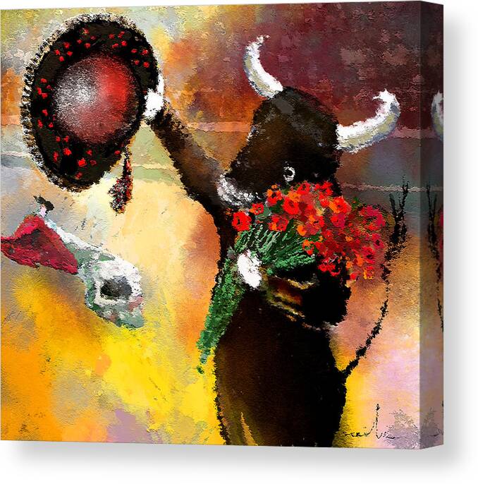 Fun Canvas Print featuring the painting Toro Bravo by Miki De Goodaboom