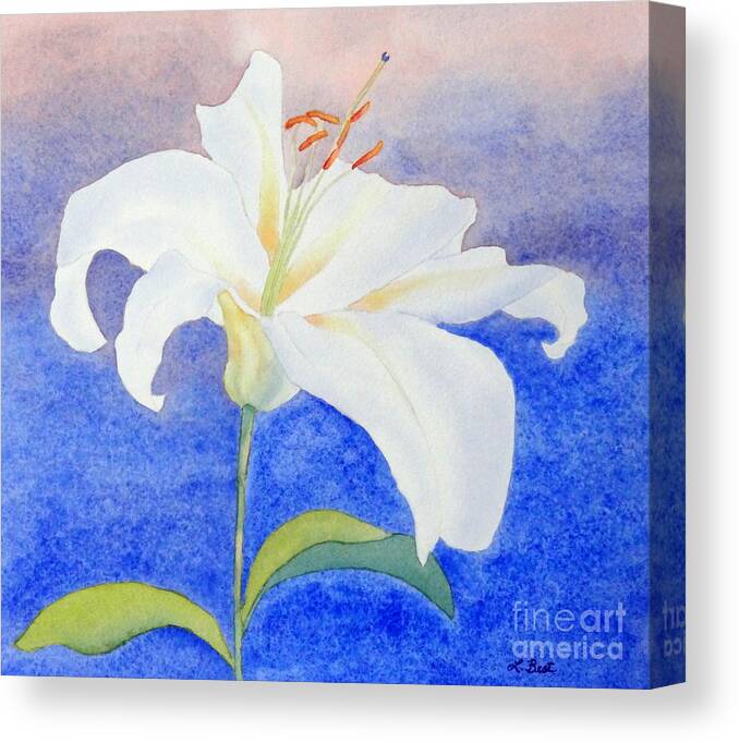 White Canvas Print featuring the painting White Lily by Laurel Best