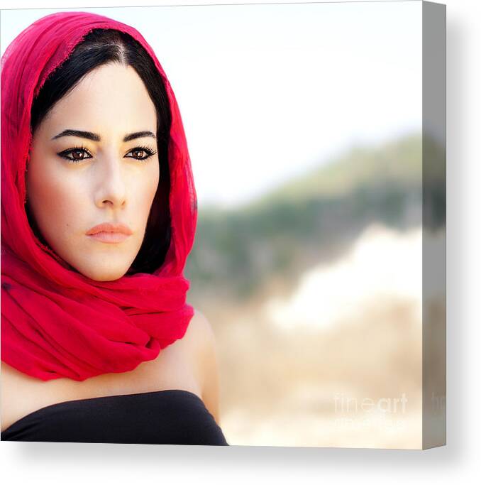 Adult Canvas Print featuring the photograph Beautiful arabic woman #1 by Anna Om