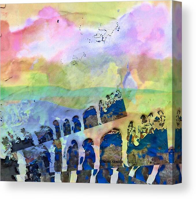 Abstract Canvas Print featuring the mixed media Standing in Line #1 by Lenore Senior