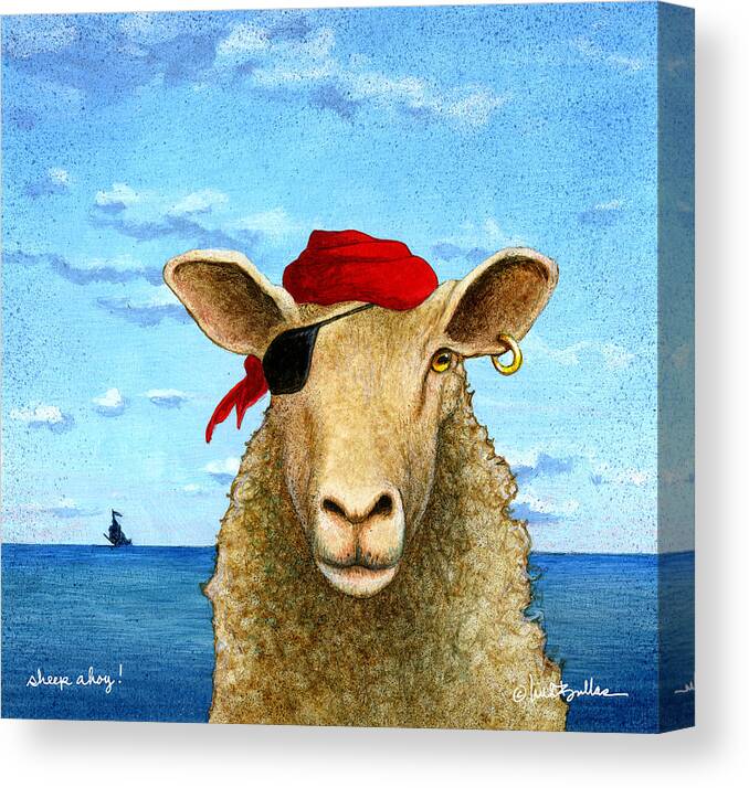 Will Bullas Canvas Print featuring the painting Sheep Ahoy #3 by Will Bullas
