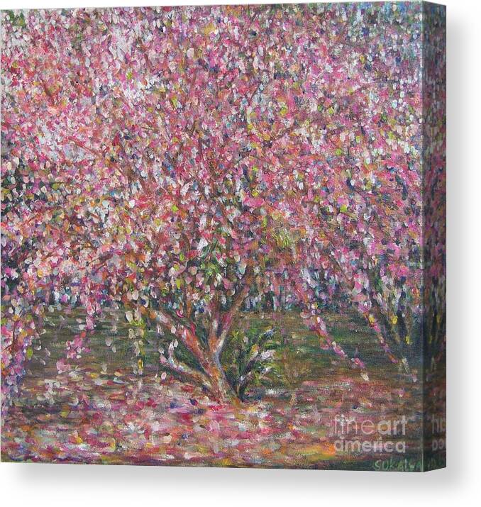 Pink Canvas Print featuring the painting A Pink Tree by Sukalya Chearanantana