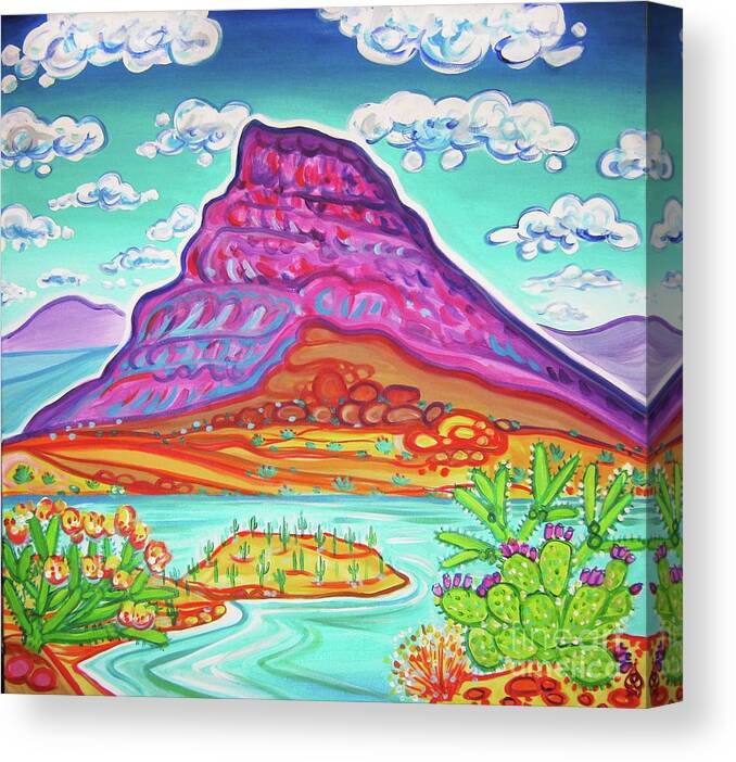 Colorful Artwork Canvas Print featuring the painting Apache Peak by Rachel Houseman