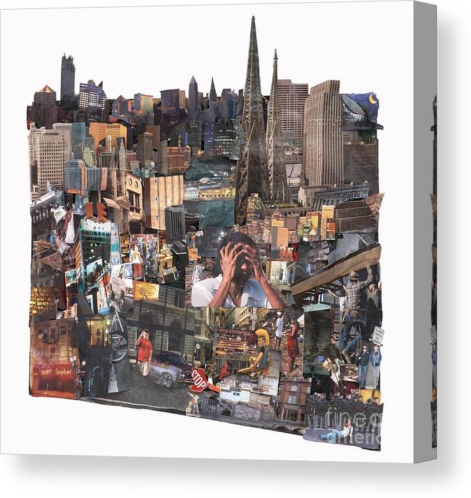 City Canvas Print featuring the mixed media Avoidance aka Sit and Stand by Jaime Becker