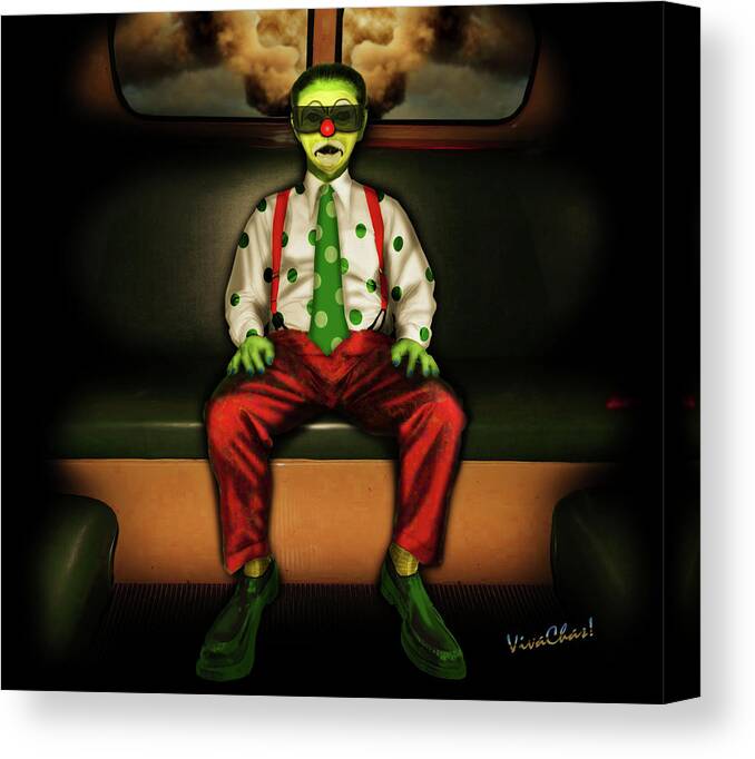 Bus Canvas Print featuring the photograph Back of the Bus Clown by Chas Sinklier