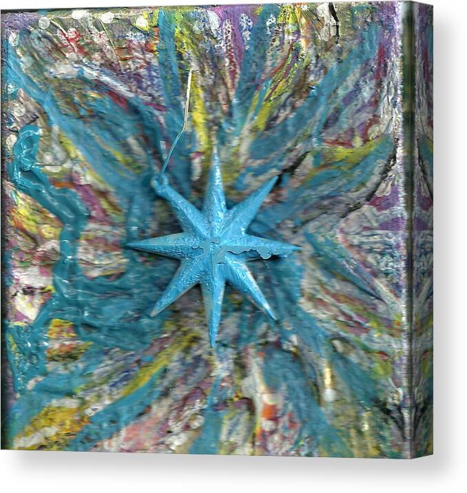 Blue Canvas Print featuring the mixed media Blue Star Shining at Me by Anne-Elizabeth Whiteway