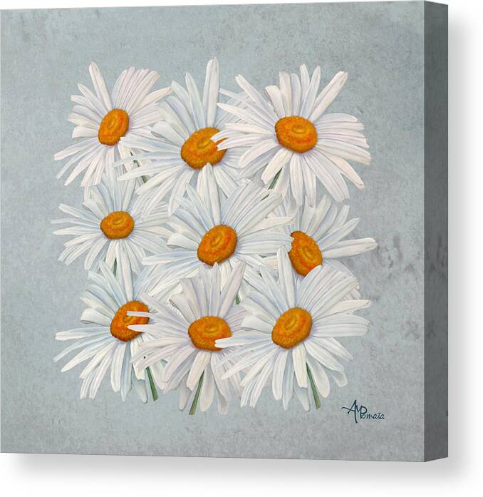 Daisies Canvas Print featuring the mixed media Bouquet Of White Daisies by Angeles M Pomata