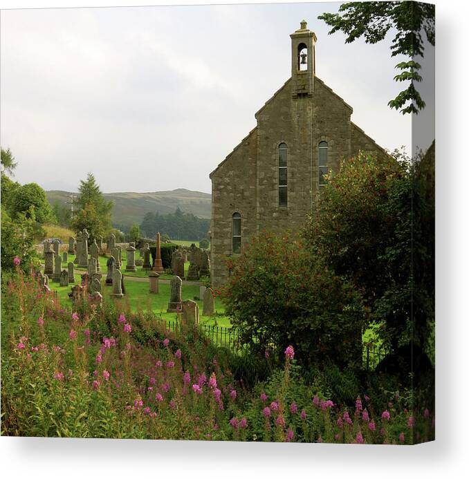 Churchyard Canvas Print featuring the photograph Church in Isle of Skye by Azthet Photography