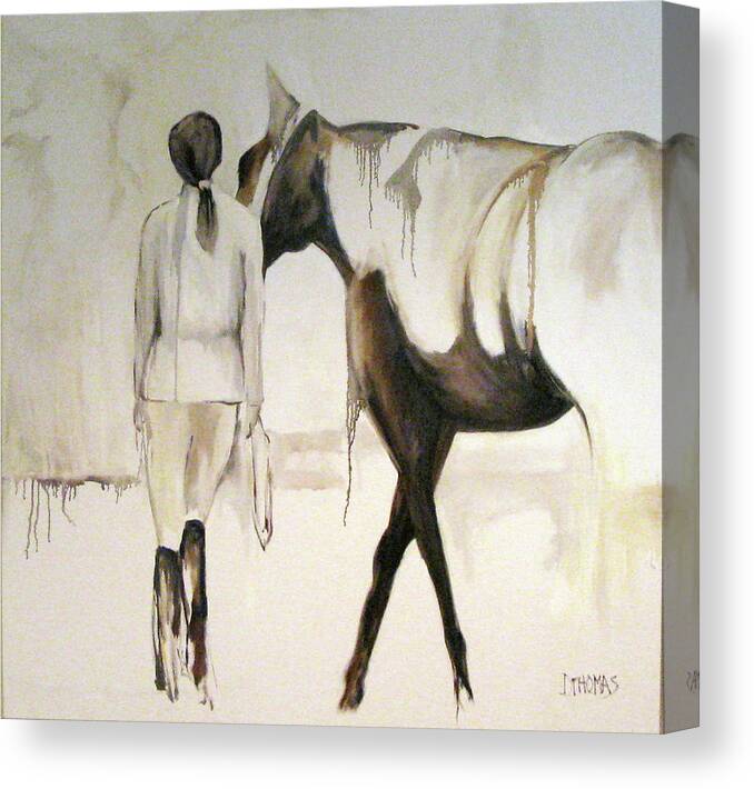 Equestrian Canvas Print featuring the painting Cool Down by Donna Thomas