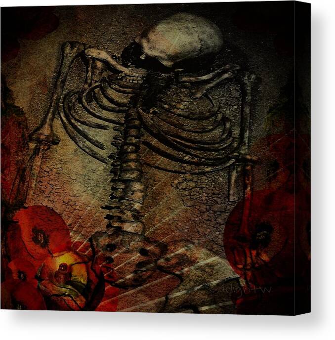 Skeleton Canvas Print featuring the digital art Day of the Dead by Delight Worthyn