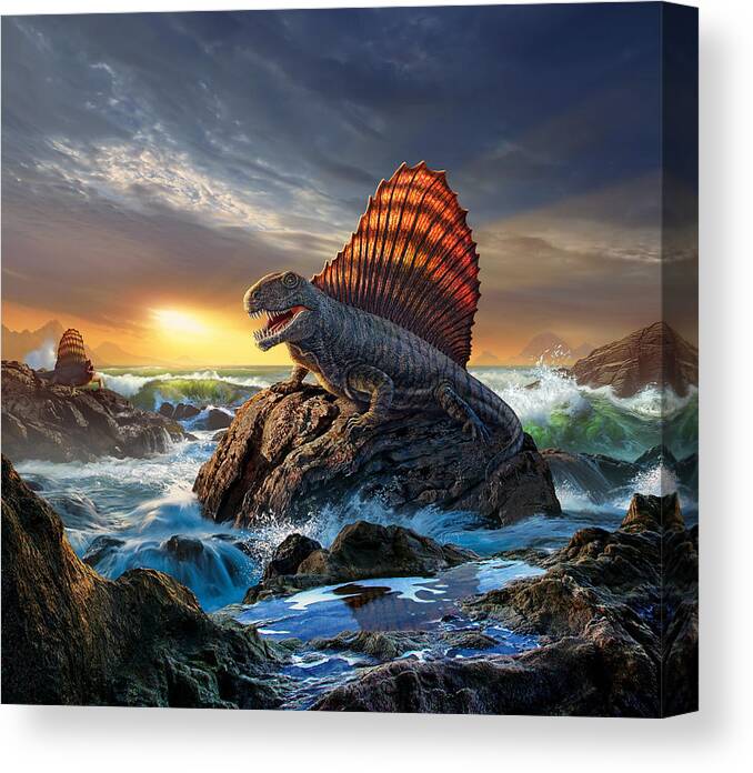 Dimetrodon Canvas Print featuring the digital art Dimetrodon by Jerry LoFaro
