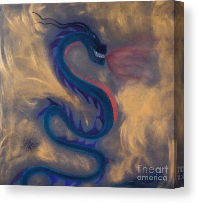 Dragon Canvas Print featuring the painting Enter the Dragon by Artist Linda Marie