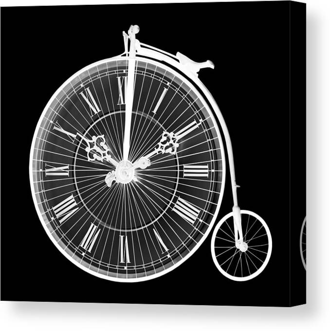 Penny Farthing Canvas Print featuring the photograph Evening Ride Penny Farthing On Black by Gill Billington