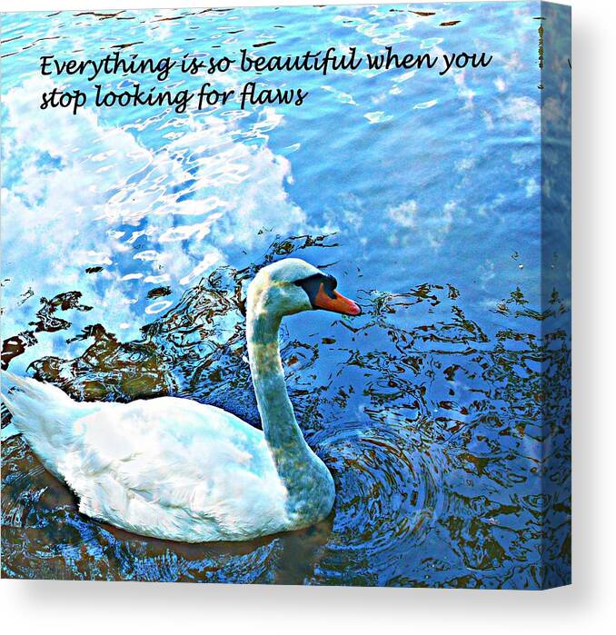 Swan Canvas Print featuring the mixed media Everything is so Beautiful by Stacie Siemsen